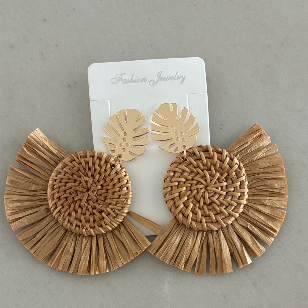 NEW- Natural Woven Fun Statement Earrings